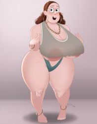 1girls big_breasts chubby chubby_female creature_from_the_lake freckles freckles_on_breasts freckles_on_face freckles_on_thighs green_eyes jaydeviates nipples red_hair see-through_shirt shelby_(creature_from_the_lake) solo solo_female thick_thighs thighs