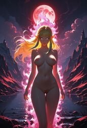 1girls ai_generated areolae big_breasts breasts completely_nude completely_nude_female female_only magic magic_user magical_girl nipples princess_zelda pubic_hair pussy royalty solo solo_female tagme the_legend_of_zelda