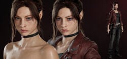 1girls blue_eyes claire_redfield claire_redfield_(jordan_mcewen) female female_only nude nude_female resident_evil resident_evil_code_veronica sweat