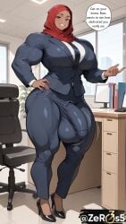 1futa ai_generated big_balls big_breasts big_penis bulge bulge_through_clothing dark_skinned_futa flaccid flaccid_penis futadom futanari hijab huge_cock hyper_genitalia hyper_penis large_penis muscular_futa saggy_balls thick_thighs tight_clothing tight_pants visible
