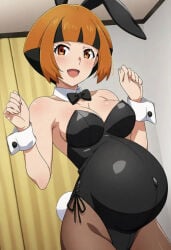 ai_generated enjoying_pregnancy female gardenia_(pokemon) ginger ginger_female ginger_hair gym_leader playboy_bunny pokegirl pokemon pokemon_dppt pregnant pregnant_belly pregnant_female solo solo_female solo_focus
