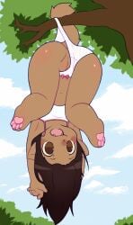 ambiguous_species brown_eyes brown_hair cub cub_female cub_porn exposed_pussy flat_chest flat_chested fur furry furry_female furry_girl furry_only hanging hanging_from_tree in_distress little_girl panties panty_lift panty_peek paws pussy rapable stuck tank_top upside-down vulnerable young young_female younger_female