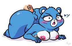 anal anal_sex anthro areola ass bear big_butt blue_fur blush breasts care_bears disembodied_penis duo faceless_male female fur grumpy_bear heart human_on_anthro male male_human/female_anthro male_on_anthro mammal mumblegroan nipples penetration penis rule_63 simple_background solo_focus white_background