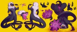 absurd_res ambiguous_fluids anthro anus bodily_fluids bracelet butt chimera claws fangs flower genital_fluids genitals hi_res hybrid hypnosis intersex jewelry lizard maleherm mane markings mind_control model_sheet mouth_shot open_mouth paws penis plant precum reptile robieroi scalie slime slit_penis snake solo standing_on_head sweat tail teeth toe_claws vaginal_fluids venomous vulva