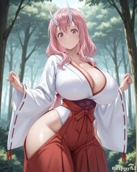 1girl 2d ai_generated anime_style beautiful blush breasts_bigger_than_head curvy curvy_figure detailed_eyes detailed_face high_quality huge_breasts large_ass large_breasts long_hair looking_at_viewer seductive_smile shiny_skin shuna_(tensei_shitara_slime_datta_ken) solo tensei_shitara_slime_datta_ken thick_thighs wide_hips