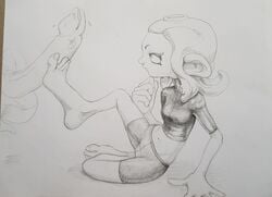 barefoot clothed feet footjob fuckgirl handdrawn implied_footjob octoling octoling_girl penis splatoon splatoon_2 staerk suggestive toes