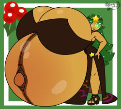 bundle-of-kinks busty busty_female carol_cookie christmas cookie_run cookie_run_kingdom devsisters enjoying_pregnancy female green_hair green_hair_female hyper_pregnancy looking_at_viewer pregnancy pregnant pregnant_female winking winking_at_viewer