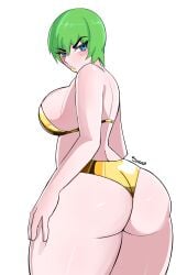 1girls ass ass_focus big_ass big_breasts bikini blue_eyes breasts commission foo_fighters golden_bikini jojo's_bizarre_adventure stone_ocean sugoiiii_ thighs