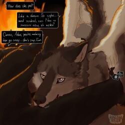 1:1 absurd_res animal_genitalia animal_vulva anthro anthro_on_anthro anthro_penetrated anthro_penetrating anthro_penetrating_anthro bisexual bisexual_female black_body black_fur black_vulva blue_eyes campfire canid canine canine_genitalia canine_vulva claws coyobites cunnilingus dominant dominant_female dominant_male ear_petting english_text fellatio female female/female female_penetrated fire firelight from_behind_position fur genitals grey_body grey_fur group group_sex hi_res hip_grab impregnation intraspecies knotting male male/female male_penetrating male_penetrating_female mammal mythological_canine mythological_creature mythology nude oral penetration penile raised_tail sex spitroast story story_in_description submissive submissive_female tail text threesome trio vaginal vaginal_knotting vaginal_penetration vulva werecanid werecanine werecreature werewolf white_body white_fur