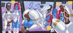 2futas ahe_gao anal anal_penetration anal_sex anus big_penis blue_skin breasts cock_ring crotch_cutout crotchless cum cum_on_face dialouge enemies_to_lovers good_girl large_penis licking_cum licking_penis losing_on_purpose marvel mystique owl_pie penis penis_out penis_size_comparison penis_size_difference plap plap_(sound) secretly_loves_it shapeshifter storm_(x-men) testicles