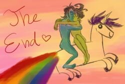 2013 deviantart gay gorillaz joke_art kurt_uti murdoc_niccals nudity original_character rainbow romantic romantic_couple sovlful_art unicorn