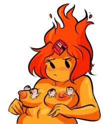 adventure_time blush female flame_princess herny marshmallows orange_hair orange_skin solo white_background