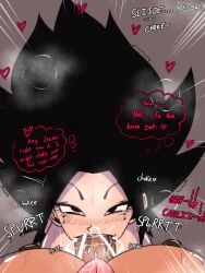 barely_fits big_breasts big_penis caulifla choking_on_cock cum_bubble cum_down_throat cum_in_mouth cumming dick_on_face dragon_ball dragon_ball_super erect_nipples futanari gagging_noise kale looking_at_viewer nose_bubble pov pov_blowjob runny_mascara skurigami sloppy_blowjob tearing_up tongue_out veiny_penis