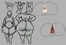 1girl 1girls anus anus_focus big_ass big_belly big_breasts big_butt cellulite cellulite_ass cellulitis chubby chubby_female dark-skinned_female dumptruck_ass dumptruck_butt fat_ass fat_butt fat_female female female_focus female_only hands_behind_back hands_behind_head hands_on_hips huge_ass huge_butt huge_hips huge_thighs nipple_tape nipples pussy ribznsfw silly silly_face sketch thick thick_ass thick_butt thick_hips thick_legs thick_thighs white_skinned_female