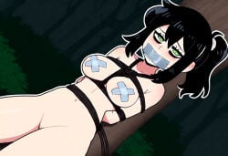 ai_generated bondage pasties renee_graves the_coffin_of_andy_and_leyley tied_to_tree