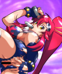 censored higashiyama_(artist) lowres red_hair tengen_toppa_gurren-lagann tengen_toppa_gurren_lagann torn_clothes yoko_littner yoko_littner