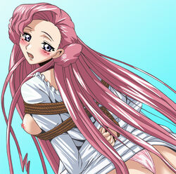 blush bondage breasts code_geass euphemia_li_britannia female lowres nipples panties rope underwear