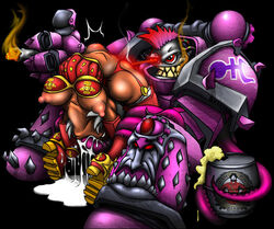 1boy 1girls adepta_sororitas arched_back beer breasts chaos_(warhammer) chaos_space_marine cigarette cum cum_in_mouth deepthroat emperors_children female garter_belt grin imperium_of_man large_breasts laser nipples noise_marine oral power_armor rape restrained sister_of_battle skeenlangly slaanesh smile straight thighhighs torture warhammer_(franchise) warhammer_40k