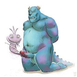 2boys artist_request balls cum cum_on_penis disney erect_penis erection gay male male_only masturbation monsters_inc nude penis pixar randall_boggs simple_background sulley tagme uncensored white_background yaoi