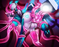 anal big_breasts breasts cephalon_suda_(warframe) dickgirl futanari intersex lewdreaper mask nova_(warframe) penetration shiny tentacle vaginal_penetration warframe