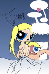 1boy 1girls 2008 boomer_(powerpuff_girls) bubbles_(powerpuff_girls) hyper_eyes powerpuff_girls rowdyruff_boys straight_hair toongrowner