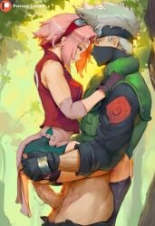 1boy 1girls age_difference ai_generated carrying carrying_another face_mask female gritted_teeth headband kakashi_hatake large_penis lucakp male mask master naruto naruto_(series) older_male older_male_and_younger_female pants_down patreon patreon_link patreon_logo patreon_reward patreon_url patreon_username penis pink_hair ripped_clothing ripped_shorts sakura_haruno sex stand_and_carry_position standing standing_sex tagme teacher teacher_and_student vagina vaginal_fluids vaginal_penetration vaginal_sex white_hair younger_male