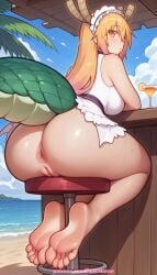1girl 2026 ai_generated anus artist_name ass barefoot beach beer_mug blue_sky butthole clitoral_hood cloud cup day dragon_girl dragon_tail drink drinking_glass drinking_straw exposed_anus exposed_pussy feet feet_fetish foot_fetish foot_focus hi_res high_quality highres horns juicy_pussy kobayashi-san_chi_no_maidragon long_hair looking_at_viewer maid_headdress mug no_panties ocean outdoors palm_tree patreon patreon_username pinkname pussy scales sky soles solo sweat table tail tight_anus tight_pussy toes tohru_(dragon_maid) tree tropical_drink vagina watermark