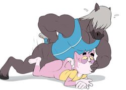 anal anal_sex ass butt duo equine eroborus feline finger_in_mouth furry gay horse male male_only mammal muscles muscular muscular_male penetration penis plain_background push-up roz sex size_difference thrusting training white_background yaoi