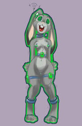 anthro bastianmage buckteeth claws collar disney female hi_res hypnosis judy_hopps lagomorph mammal mind_control nude open_mouth pussy rabbit sex_toy simple_background small_breasts solo spiral_eyes teeth tiptoes toe_claws vibrator zootopia