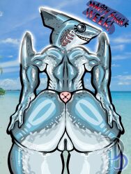 1girls alternate_version_available anthro ass ass_bigger_than_head behind_view big_ass big_butt big_eyes bubble_butt curvaceous curvy curvy_figure darkdoom english_text female female_only fish gills huge_ass looking_at_viewer looking_back looking_back_at_viewer nude ocean ocean_background pussy shark shark_week sharp_teeth slim_waist solo solo_female text thick_thighs thresher_shark voluptuous voluptuous_female wide_hips