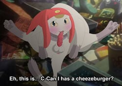 2018 alien anus ariesartist autofellatio balls betelgeusian blush caught_in_the_act feline_penis hat licking male male_only meow_(space_dandy) penis space_dandy text