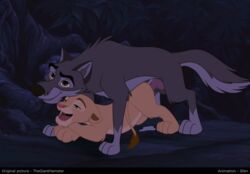 2018 ambiguous_penetration animated animated_gif balto canid canine canine_penis crossover cub cum disney female feral feral_only furry gif happy_sex hetero interspecies knot lion lowres male male/female male_canine nala no_humans open_mouth penis sex sfan straight the_giant_hamster the_lion_king wolfdog young