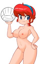 1girls canon_genderswap eyeshadow female female_only hidden-cat nude ranma-chan ranma_1/2 ranma_saotome solo volleyball