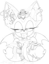 bat_ears breasts bukkake himawari large_breasts monochrome nipples rouge_the_bat semen sketch sonic_(series)