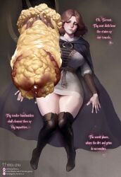 1girl 1girls bandai_namco bestiality elden_ring excessive_smegma female fromsoftware hentai_genia horse horsecock huge_cock male melina_(elden_ring) penis smegma text torrent_(elden_ring) wide_hips zoophilia