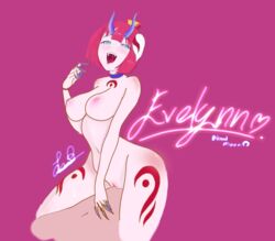 1boy 1girls ahe_gao ahegao areolae big_breasts blood_moon_evelynn blood_moon_series blue_eyes blush breasts cleavage clitoris drooling evelynn horns inverted_nipples large_breasts league_of_legends naked nipples nude open_mouth orgasm pink_background pussy red_hair saliva saliva_drip saliva_string saliva_trail sex short_hair spread_legs spreading straight sweat sweatdrop tagme tears thick_thighs thighs tongue tongue_out