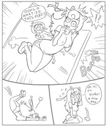 2girls :3 comic crossover furry gooey_(kirby) jigglypuff jigglypuff_girl kirby_(series) minus8 monochrome nintendo pokemon pokemon_(species) pokemon_rgby text