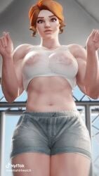 Alternate Hairstyle, Areola, Areolae Visible Through Clothing, Belly