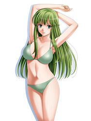 armpits arms_up bangs big_sister bikini breasts cleavage closed_mouth female fire_emblem fire_emblem:_mystery_of_the_emblem fire_emblem:_shadow_dragon_and_the_blade_of_light green_bikini green_eyes green_hair high_resolution large_breasts long_hair looking_at_viewer navel nintendo onee-chan palla_(fire_emblem) shiny shiny_hair sideboob simple_background smile solo standing swimsuit tamamon very_high_resolution very_long_hair white_background