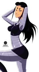 2d alien alien_girl alien_humanoid alien_look_like_human ass black_hair blackfire clothed dc female female_only himawari komand'r solo straight_hair tan-skinned_female tan_skin teen_titans