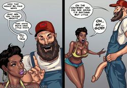 1boy 1girls beard big_breasts big_penis bimbo comic confederate_flag dark-skinned_female dark_skin female male pale-skinned_male pale_skin thick_penis yair