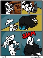 2019 2boys ass_bigger_than_body ass_bigger_than_head ass_focus bent_over big_ass big_butt black_spy comic crush crushed_by_ass crushing gay huge_ass male male/male pixel_art rear_view smaller_male spy_vs_spy superiorfox surprised_expression surprised_eyes surprised_face surprised_look surprised_reaction tagme tv_show unexpected_erection white_spy