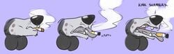 canine chin_balls cigarette crotch_mouth dialogue male_only mammal smoke smoking toomuchdynamite wolf