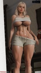 1girls 3d 3d_(artwork) billie_eilish blender_(software) blue_eyes bolt_on_tits breast_implants enhanced_breasts fake_breasts female human long_hair patreon_username red_lj silicone silicone_implants solo