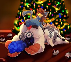 2024 anal anal_sex animal_genitalia animal_penis anthro anthro_on_anthro anthro_penetrated anthro_penetrating anthro_penetrating_anthro anus balls bear canid canine christmas christmas_tree duo equine_genitalia equine_penis erection from_behind_position generation_4_pokemon genitals hi_res holidays inside likanen lucario male male/male male_anthro male_penetrated male_penetrating male_penetrating_male mammal neck_tuft nintendo nipples nude nude_anthro nude_male penetration penile penile_penetration penis penis_in_ass perching_position plant pokeball pokemon pokemon_(species) polar_bear sex size_difference small_dom_big_sub tail tattoo tree tuft ursine vein veiny_penis