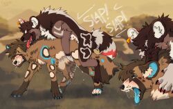 african_wild_dog all_fours ambiguous_gender bite blush blush_lines bodily_fluids canid canine claws clenched_teeth cum cum_inside detailed_background doggy_style dominant dominant_feral dominant_male duo ear_piercing ear_tag ears_back feral feral_on_feral feral_penetrated feral_penetrating feral_penetrating_feral from_behind_position genital_fluids genitals hi_res humping inner_ear_fluff intersex intersex/male looking_pleasured male male_penetrating mammal mating_grip mounting narrowed_eyes neck_bite one_eye_closed orgasm_face pawpads paws penetration penile penile_penetration penis piercing pivoted_ears questionable_consent raised_leg raised_tail romper_(teegandoggo) saliva saliva_on_tongue saliva_string sex shaking smile smug spread_legs spreading submissive submissive_feral syriiik tail teegandoggo teeth thrusting tongue tongue_out trembling tuft