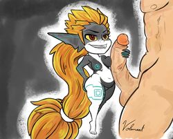 1boy 1girls breasts imp_midna interspecies larger_male midna penis size_difference smaller_female straight tagme testicles text the_legend_of_zelda twilight_princess volamont watermark