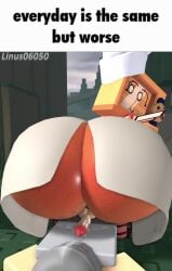 1boy 1boy1girl 1girls 3d animated anus ass ass_focus ass_freckles back_view badware_(die_of_death) big_ass big_butt big_thighs block_(die_of_death) bodily_fluids bouncing_ass bouncing_on_penis caption chef_hat civilian_(die_of_death) clothing cookie cookieware_(die_of_death) detailed_background die_of_death_(roblox) female forest freckles_on_ass huge_ass huge_thighs humping laying_on_back linus06050 looking_at_viewer looking_back lying lying_on_back male meme meme_caption orange_body outdoor penis precum precum_string reverse_cowgirl_position roblox roblox_game robloxian robot robot_girl screen_face self_upload shiny_ass shiny_skin size_difference skirt small_dom_big_sub smile smiling_at_viewer sound sweat sweaty_ass thighs tv_head vagina vaginal_fluids vertical_video video viewed_from_behind