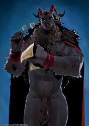 2025 anthro arm_hair balls beard better_version_at_source big_penis body_hair bottomless bovid cape caprine caprine_demon chest_hair christmas clothed clothing colored dark_body dark_fur demon digital_drawing_(artwork) digital_media_(artwork) eyebrows eyewear facial_hair fur genitals glasses goat goat_demon goat_ears gold_glasses grey_body grey_fur grumpy hair hi_res holidays horn horn_jewelry jewelry krampus larger_male looking_at_viewer male mammal mostly_nude_male muscular muscular_male paper penis portrait pose pubes purplebirdman red_cape red_clothing red_wristband saggy_balls size_difference solo teeth text thick_eyebrows three-quarter_portrait wraps wrist_wraps wristband