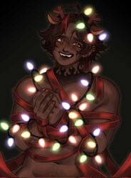 1nonbinary christmas_lights christmas_wrapped festive gift_wrapped hairy mothcon nonbinary overwatch overwatch_2 reindeer_antlers suggestive venture